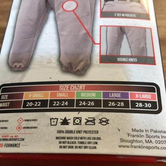 Franklin deluxe baseball- softball pants size youth medium - Picture 5 of 6